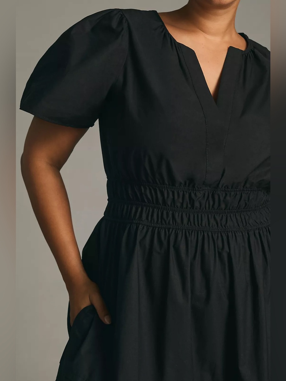 Anthropologie Women Black Tiered Maxi Dress with Smocked Waist Curvy Plus Sz XLP - Picture 4 of 14